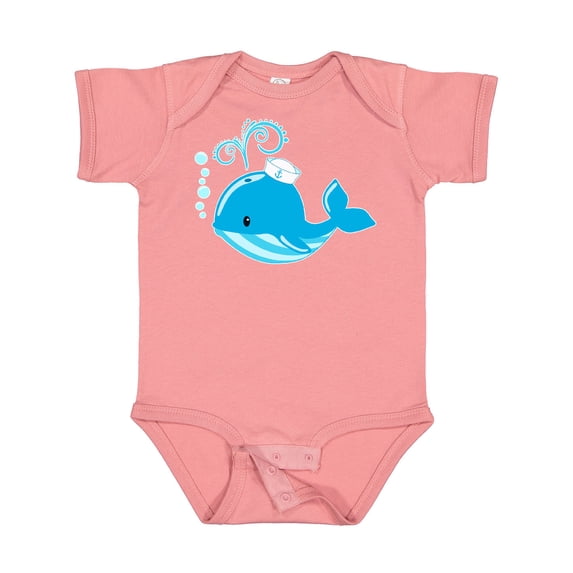 Inktastic Cute Blue Whale in Nautical Hat Boys or Girls Baby Bodysuit
