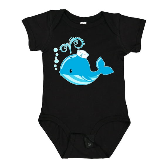 Inktastic Cute Blue Whale in Nautical Hat Boys or Girls Baby Bodysuit