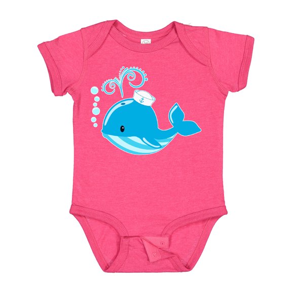 Inktastic Cute Blue Whale in Nautical Hat Boys or Girls Baby Bodysuit