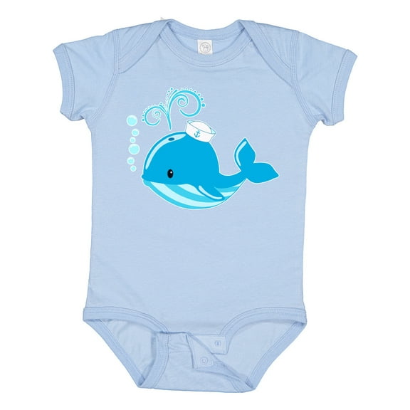 Inktastic Cute Blue Whale in Nautical Hat Boys or Girls Baby Bodysuit