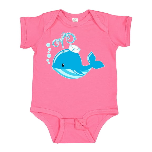 Inktastic Cute Blue Whale in Nautical Hat Boys or Girls Baby Bodysuit