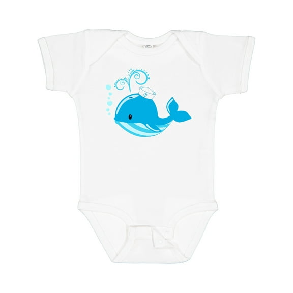 Inktastic Cute Blue Whale in Nautical Hat Boys or Girls Baby Bodysuit