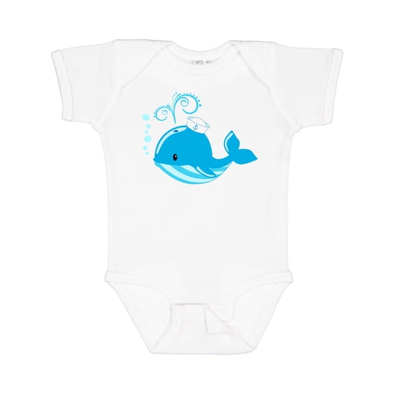 Inktastic Cute Blue Whale in Nautical Hat Boys or Girls Baby Bodysuit
