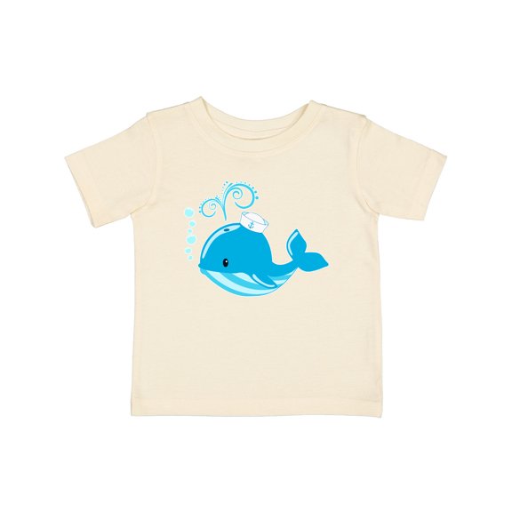 Inktastic Cute Blue Whale in Nautical Hat Boys or Girls Baby T-Shirt