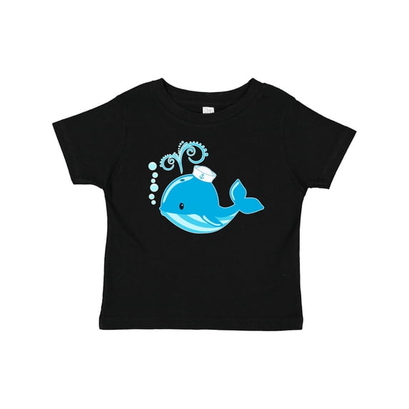 Inktastic Cute Blue Whale in Nautical Hat Boys or Girls Baby T-Shirt