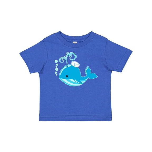 Inktastic Cute Blue Whale in Nautical Hat Boys or Girls Baby T-Shirt