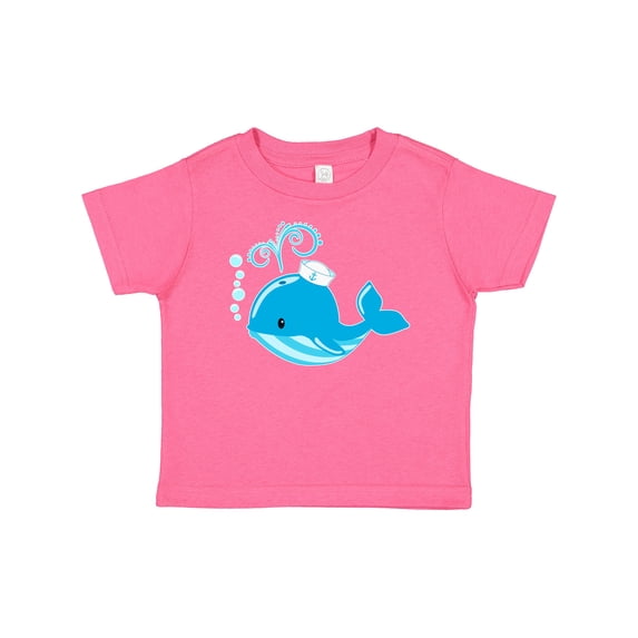 Inktastic Cute Blue Whale in Nautical Hat Boys or Girls Baby T-Shirt