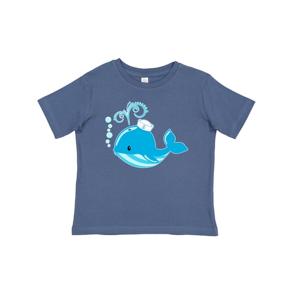 Inktastic Cute Blue Whale in Nautical Hat Boys or Girls Baby T-Shirt