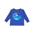 thumbnail image 1 of Inktastic Cute Blue Whale in Nautical Hat Boys or Girls Long Sleeve Toddler T-Shirt, 1 of 5