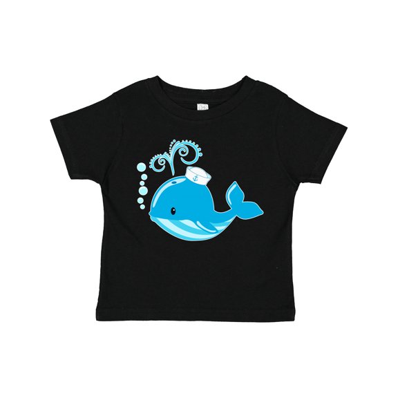 Inktastic Cute Blue Whale in Nautical Hat Boys or Girls Toddler T-Shirt