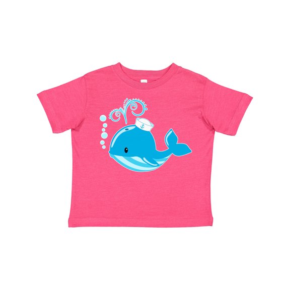 Inktastic Cute Blue Whale in Nautical Hat Boys or Girls Toddler T-Shirt