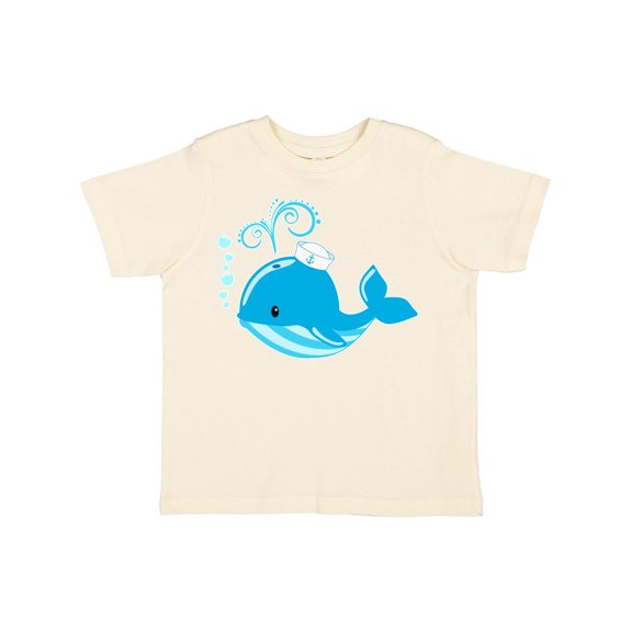 Inktastic Cute Blue Whale in Nautical Hat Boys or Girls Toddler T-Shirt