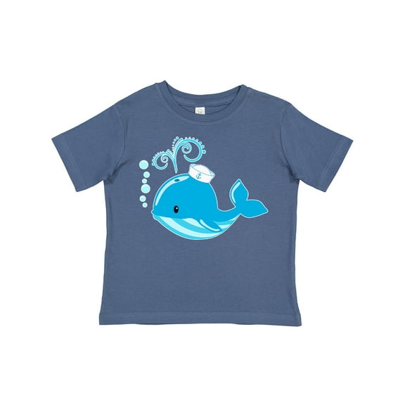 Inktastic Cute Blue Whale in Nautical Hat Boys or Girls Toddler T-Shirt