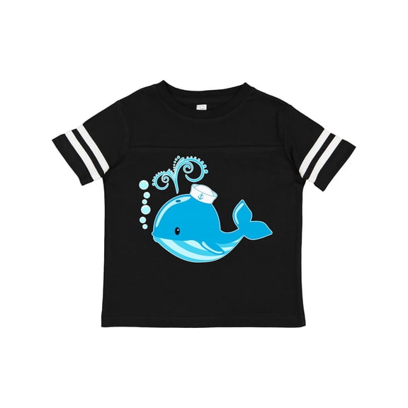 Inktastic Cute Blue Whale in Nautical Hat Boys or Girls Toddler T-Shirt