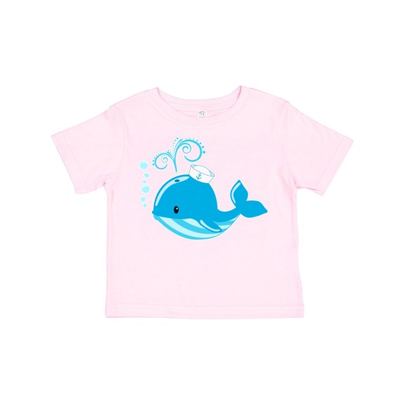 Inktastic Cute Blue Whale in Nautical Hat Boys or Girls Toddler T-Shirt