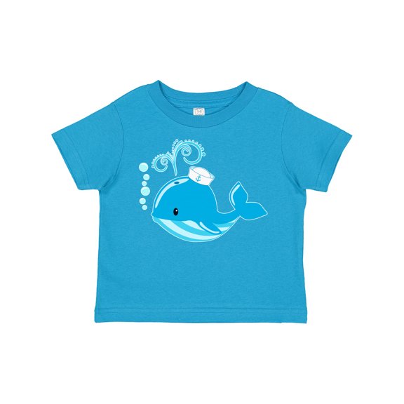 Inktastic Cute Blue Whale in Nautical Hat Boys or Girls Toddler T-Shirt