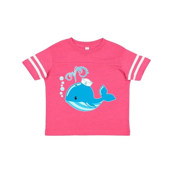 Inktastic Cute Blue Whale in Nautical Hat Boys or Girls Toddler T-Shirt