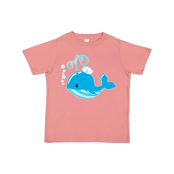 Inktastic Cute Blue Whale in Nautical Hat Boys or Girls Toddler T-Shirt