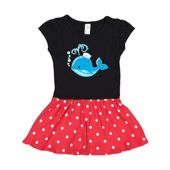 Inktastic Cute Blue Whale in Nautical Hat Gift Toddler Girl Dress
