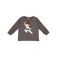 thumbnail image 1 of Inktastic Cute Boy, Brown Hair, Black Belt, Karate Pose Boys Long Sleeve Toddler T-Shirt, 1 of 5