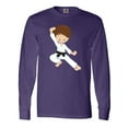 thumbnail image 1 of Inktastic Cute Boy, Brown Hair, Black Belt, Karate Pose Long Sleeve T-Shirt, 1 of 5
