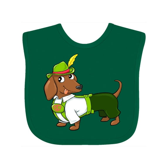 Inktastic Cute Brown Dachshund in Traditional German Wear Boys or Girls Baby Bib