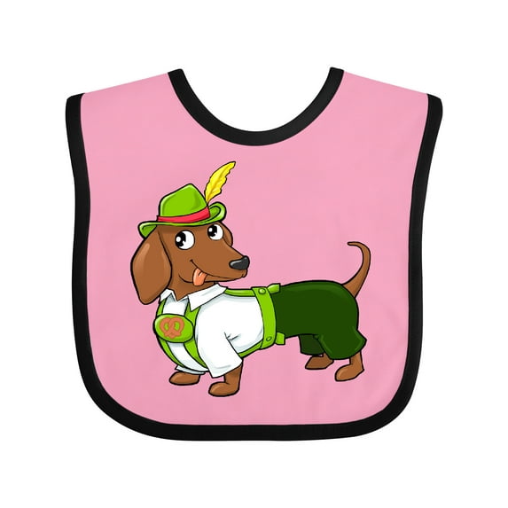 Inktastic Cute Brown Dachshund in Traditional German Wear Boys or Girls Baby Bib