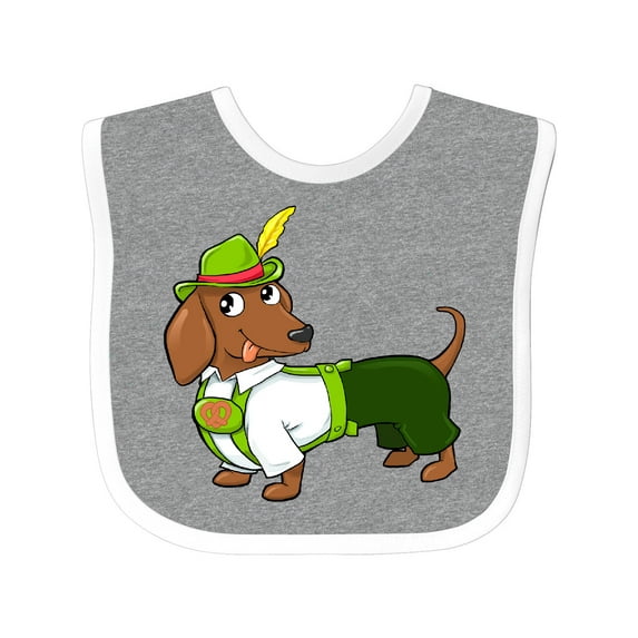 Inktastic Cute Brown Dachshund in Traditional German Wear Boys or Girls Baby Bib