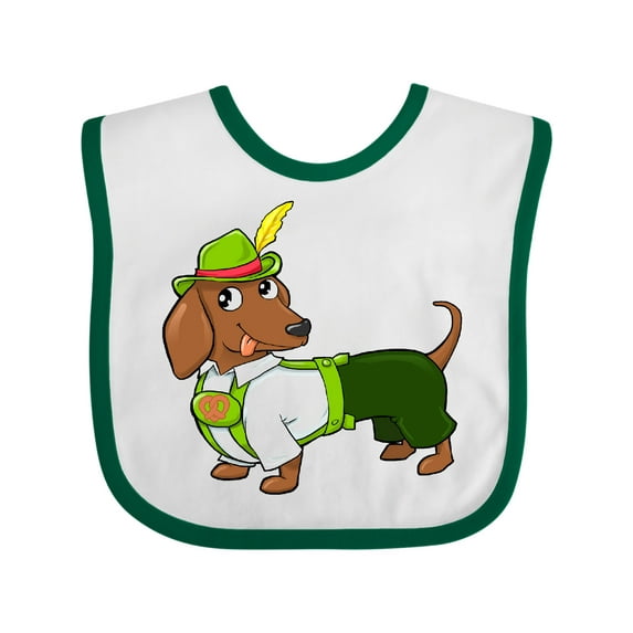 Inktastic Cute Brown Dachshund in Traditional German Wear Boys or Girls Baby Bib
