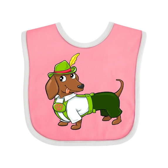 Inktastic Cute Brown Dachshund in Traditional German Wear Boys or Girls Baby Bib