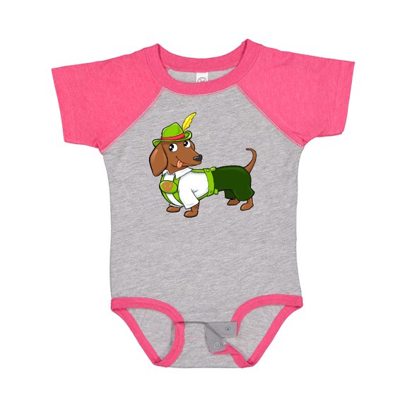 Inktastic Cute Brown Dachshund in Traditional German Wear Boys or Girls Baby Bodysuit