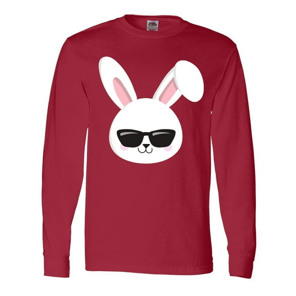 Inktastic Cute Bunny, White Bunny, Bunny Wearing Sunglasses Long Sleeve T-Shirt