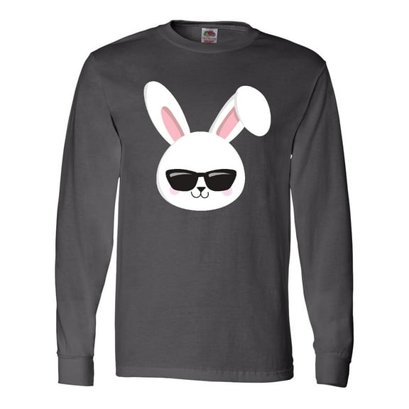 Inktastic Cute Bunny, White Bunny, Bunny Wearing Sunglasses Long Sleeve T-Shirt