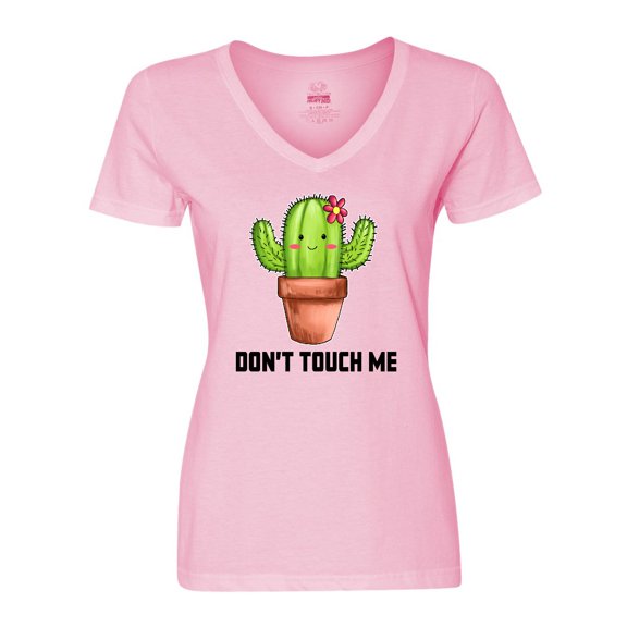 Inktastic Cute Cactus Dont Touch Me Women's V-Neck T-Shirt