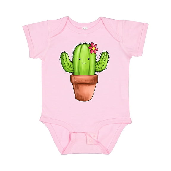 Inktastic Cute Cactus with Flower Hairpiece Boys or Girls Baby Bodysuit