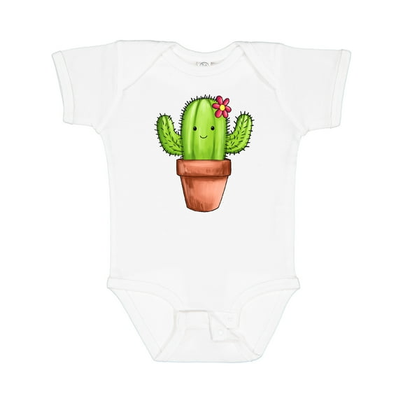 Inktastic Cute Cactus with Flower Hairpiece Boys or Girls Baby Bodysuit