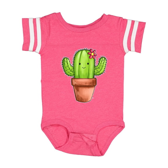 Inktastic Cute Cactus with Flower Hairpiece Boys or Girls Baby Bodysuit