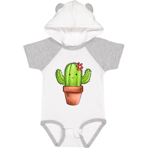 Inktastic Cute Cactus with Flower Hairpiece Boys or Girls Baby Bodysuit