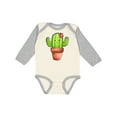 thumbnail image 1 of Inktastic Cute Cactus with Flower Hairpiece Boys or Girls Long Sleeve Baby Bodysuit, 1 of 5