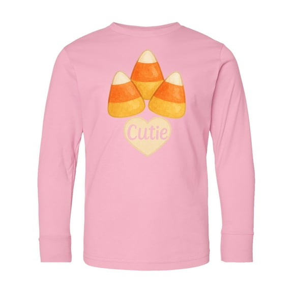 Inktastic Cute Candy Corn Heart Halloween Cutie Long Sleeve Youth T-Shirt