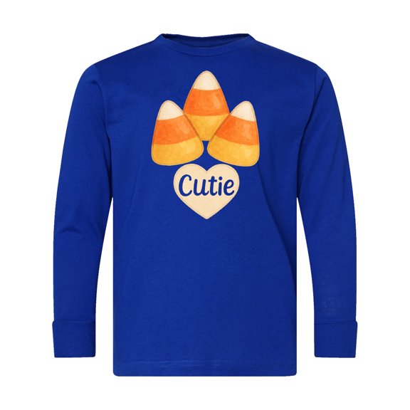 Inktastic Cute Candy Corn Heart Halloween Cutie Long Sleeve Youth T-Shirt