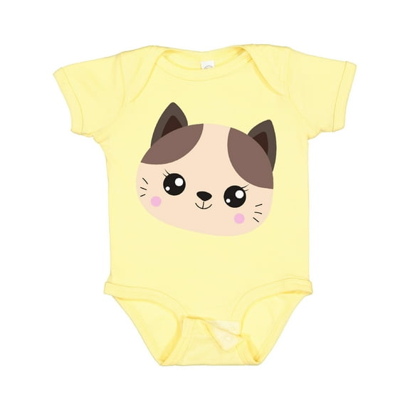Inktastic Cute Cat, Little Cat, Cat Head, Brown Cat Boys or Girls Baby Bodysuit