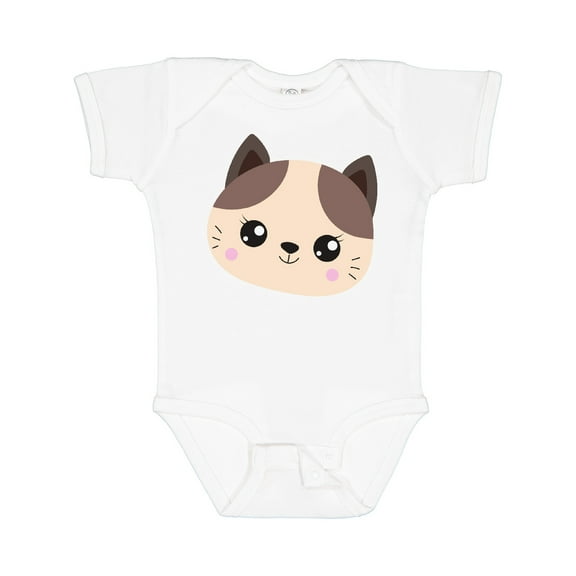Inktastic Cute Cat, Little Cat, Cat Head, Brown Cat Boys or Girls Baby Bodysuit