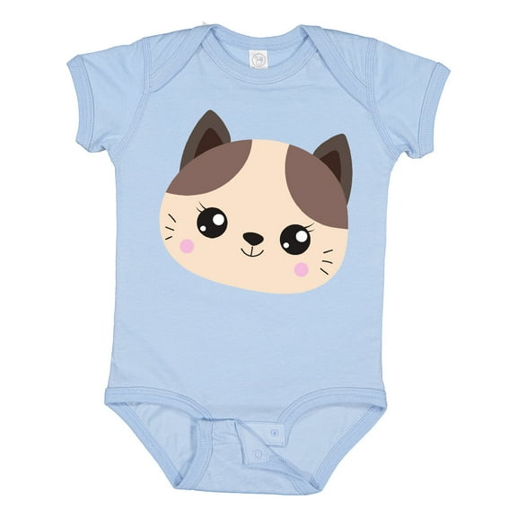 Inktastic Cute Cat, Little Cat, Cat Head, Brown Cat Boys or Girls Baby Bodysuit