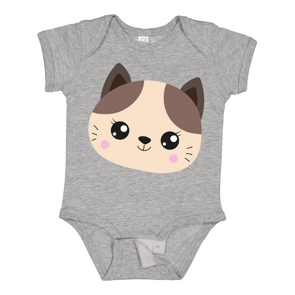 Inktastic Cute Cat, Little Cat, Cat Head, Brown Cat Boys or Girls Baby Bodysuit