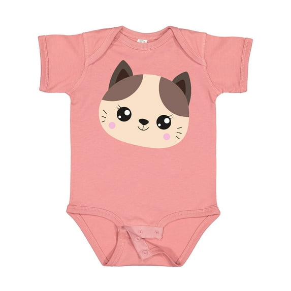 Inktastic Cute Cat, Little Cat, Cat Head, Brown Cat Boys or Girls Baby Bodysuit