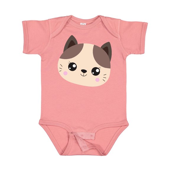 Inktastic Cute Cat, Little Cat, Cat Head, Brown Cat Boys or Girls Baby Bodysuit
