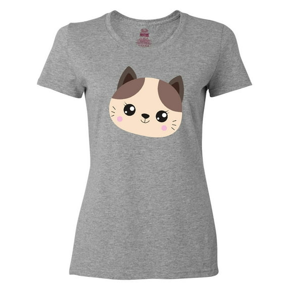 Inktastic Cute Cat, Little Cat, Cat Head, Brown Cat Women's T-Shirt