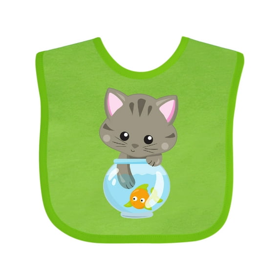 Inktastic Cute Cat, Little Cat, Kitty, Kitten, Fish Bowl Girls Baby Bib