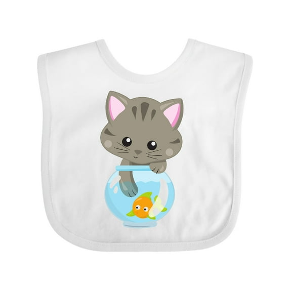 Inktastic Cute Cat, Little Cat, Kitty, Kitten, Fish Bowl Girls Baby Bib